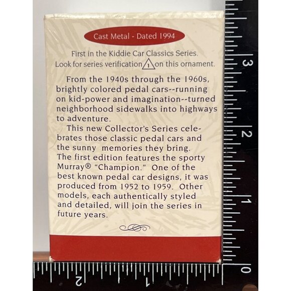 1994 HALLMARK KEEPSAKE ORNAMENT QX542-6 MURRAY CHAMPION KIDDIE CAR CLASSICS - Picture 2 of 10